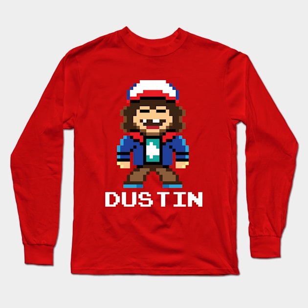 Stranger Things Dustin Pixel Character Long Sleeve T-Shirt by Rebus28